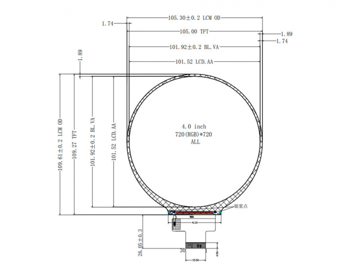 4-inch HDMI TFT LCD display  720×720 circular TFT LCD with MIPI interface PCAP